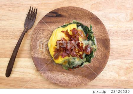 Baked spinach and cheese on plate Baked spinach and cheese on plate 28426589
