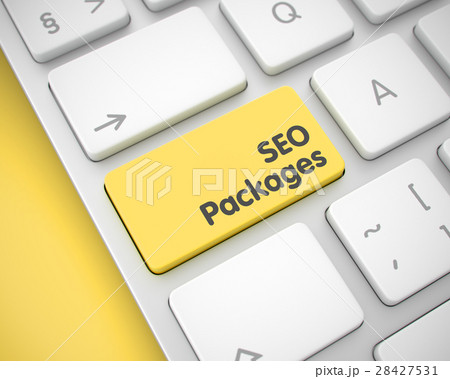 SEO Packages - Inscription on the Yellow Keyboard 28427531