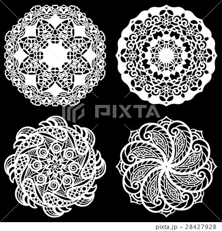 Set of design elements, lace round paper doily 28427928