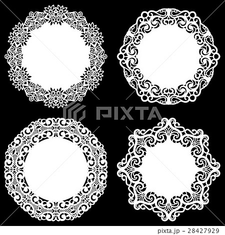 Set of design elements, lace round paper doily Set of design elements, lace round paper doily 28427929