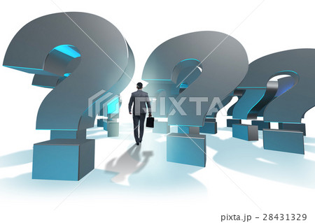 The businessman with question marks isolated on The businessman with question marks isolated on 28431329