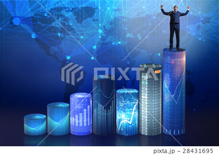 The businessman on the bar charts in business 28431695