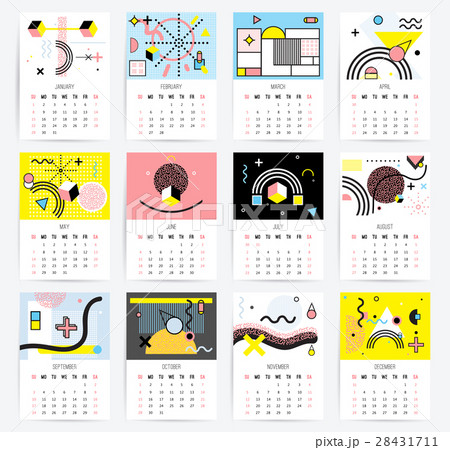 Calendar in Memphis Style 28431711