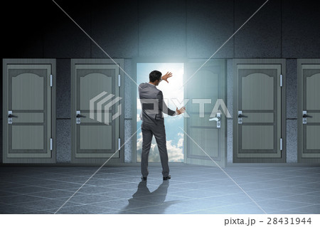 The businessman in business uncertainty concept 28431944