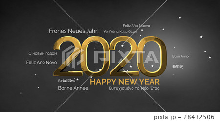 multilingual happy new year 3d render background 28432506