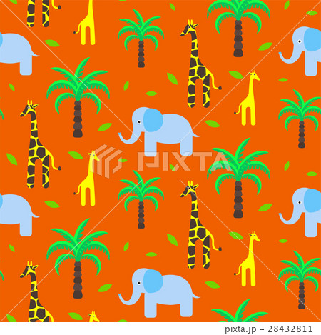 Savannah animals child cute seamless pattern 28432811