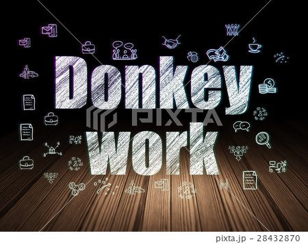 Finance concept: Donkey Work in grunge dark room Finance concept: Donkey Work in grunge dark room 28432870