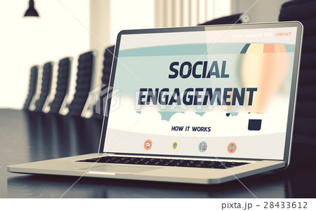 Social Engagement Concept on Laptop Screen. 3D. Social Engagement Concept on Laptop Screen. 3D. 28433612