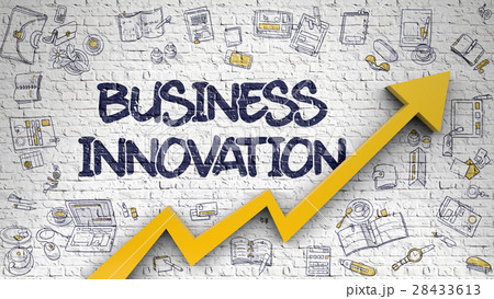 Business Innovation Drawn On White Brickwall のイラスト素材