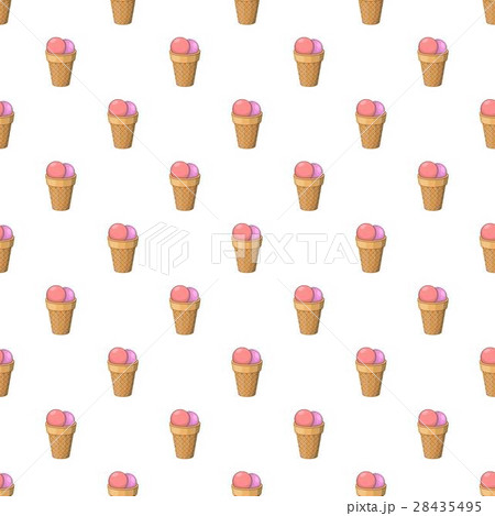 Pink ice cream in waffle cup pattern cartoon style 28435495