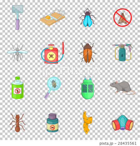 Exterminator icons set, cartoon style Exterminator icons set, cartoon style 28435561