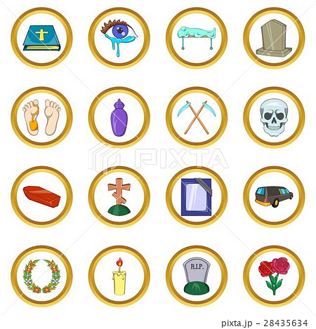 Funeral Icons set, cartoon style 28435634