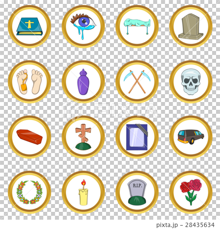 Funeral Icons set, cartoon style 28435634