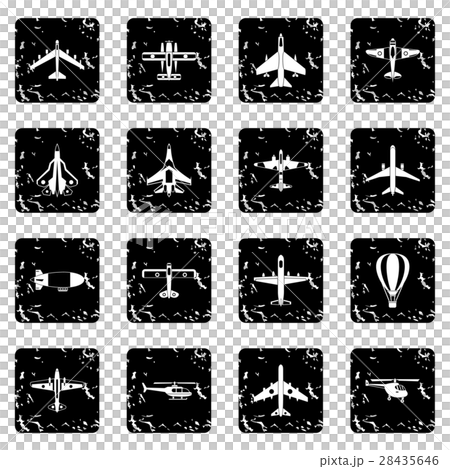 Air transport icons set, grunge style 28435646