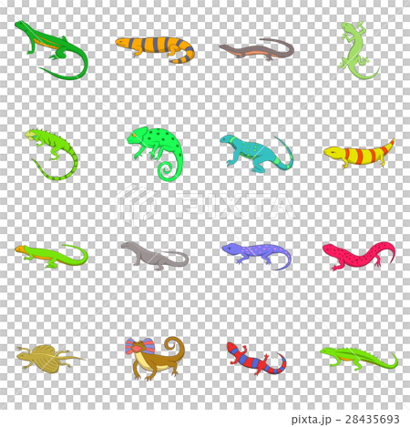 Lizard icons set, cartoon style 28435693