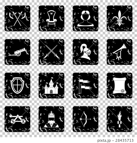 Medieval army icons set, grunge style Medieval army icons set, grunge style 28435713