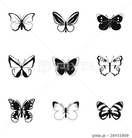 Butterfly Icons Set Simple Styleのイラスト素材