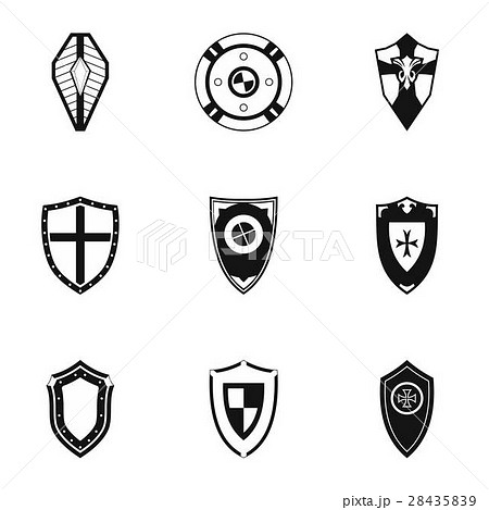 Protective shield icons set, simple style 28435839