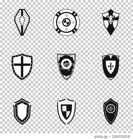 Protective shield icons set, simple style 28435839