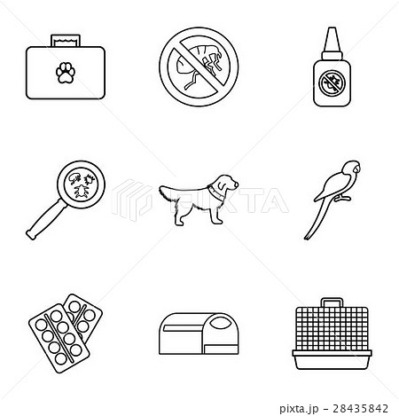 Treatment of animals icons set, outline style 28435842
