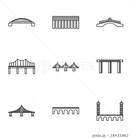 Bridge icons set, outline style 28435862