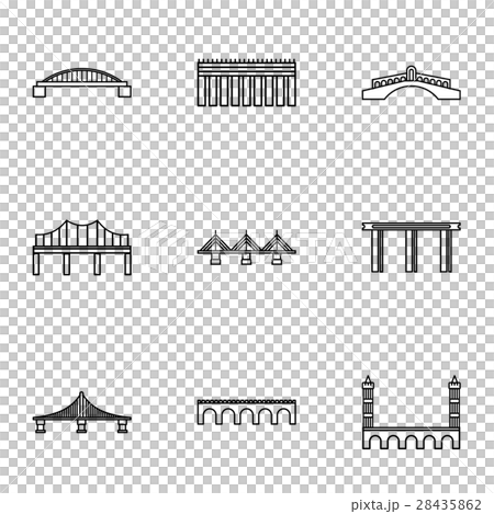 Bridge icons set, outline style 28435862