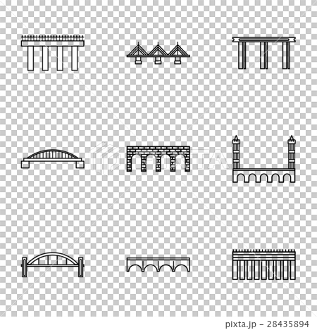Types of bridges icons set, outline style 28435894