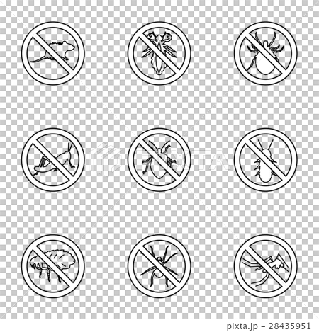 Signs of insects icons set, outline style 28435951