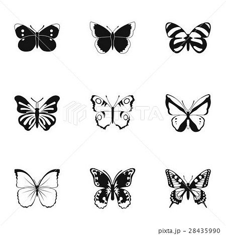 Insects Butterflies Icons Set Simple Styleのイラスト素材