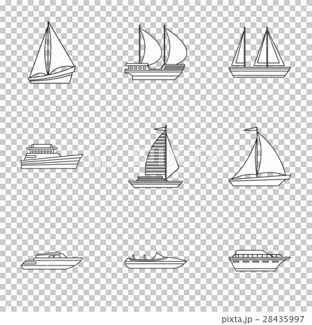 Ship icons set, outline style Ship icons set, outline style 28435997