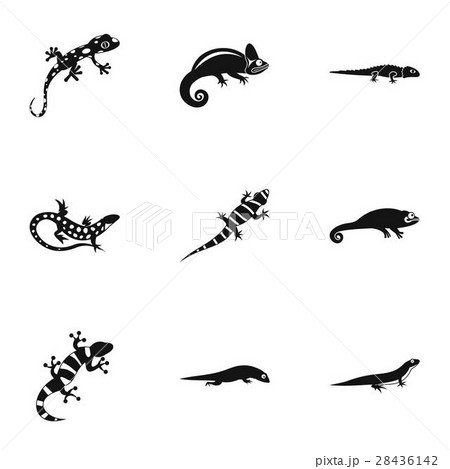 Iguana icons set, simple style 28436142