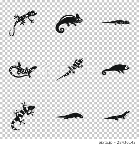 Iguana icons set, simple style 28436142