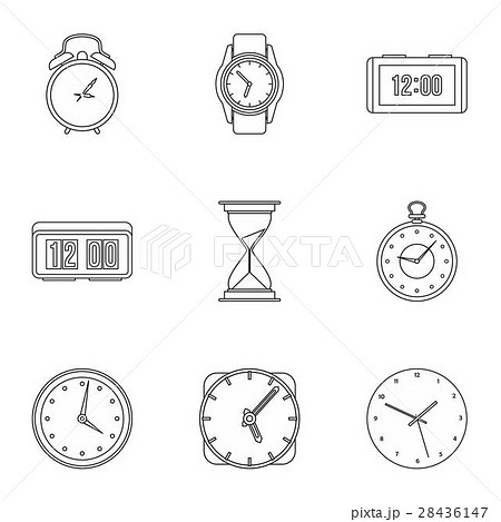 Time icons set, outline style Time icons set, outline style 28436147