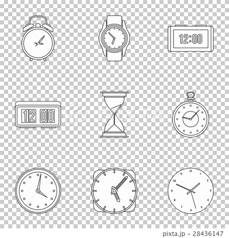 Time icons set, outline style Time icons set, outline style 28436147