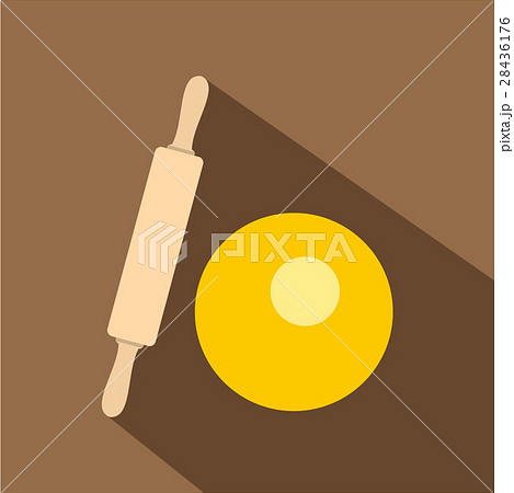 Dough and rolling pin icon, flat style Dough and rolling pin icon, flat style 28436176