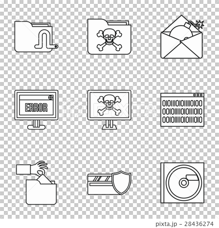 Ddos attack icons set, outline style Ddos attack icons set, outline style 28436274