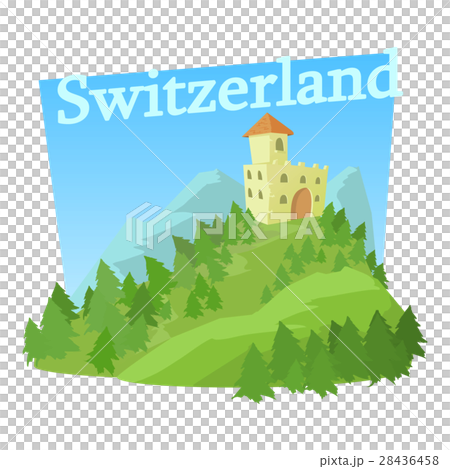 Switzerland castle icon, cartoon style Switzerland castle icon, cartoon style 28436458
