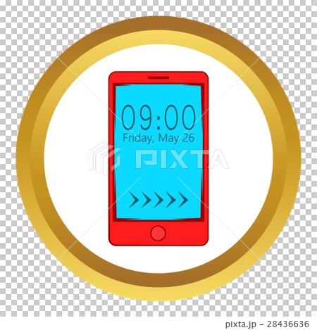 Smartphone with clock on display vector icon Smartphone with clock on display vector icon 28436636