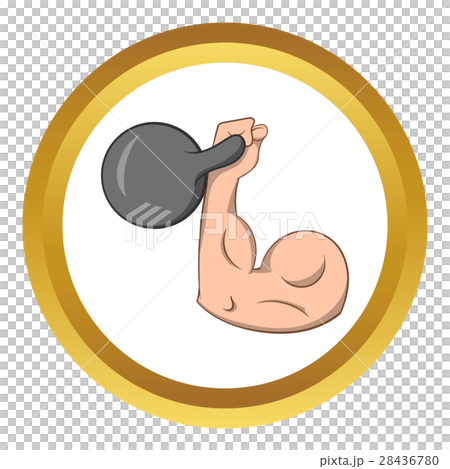 Brawny arm with dumbbell vector icon 28436780
