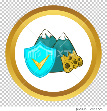Landslide and blue shield with tick vector icon 28437259