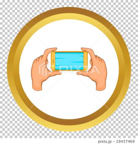 Hands holding cell phone vector icon 28437469