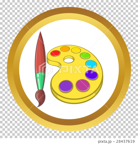 art palette with paints and brush vector icon