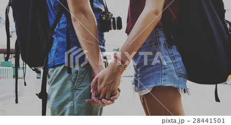 Couple holding hands park background 28441501