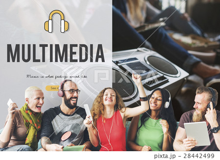 Headphones music media icon online 28442499