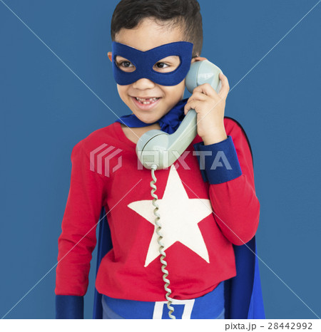 Superhero Boy with Telephone Concept Superhero Boy with Telephone Concept 28442992