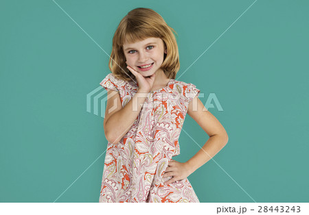 Cheerful Little Girl Happy Smiling Studio Concept 28443243