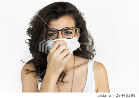 Woman Sickness Protective Mask Fever Concept 28443299