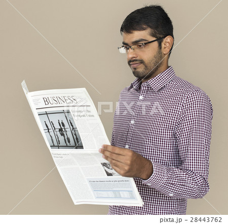 Indian Man Reading Newspaper Concept 28443762