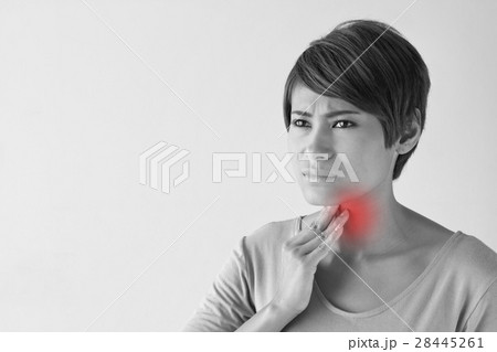 sick woman with sore throat, inflammation sick woman with sore throat, inflammation 28445261