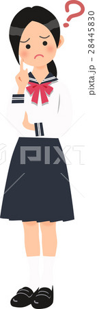 セーラー服姿の首をかしげる女子中学生 28445830